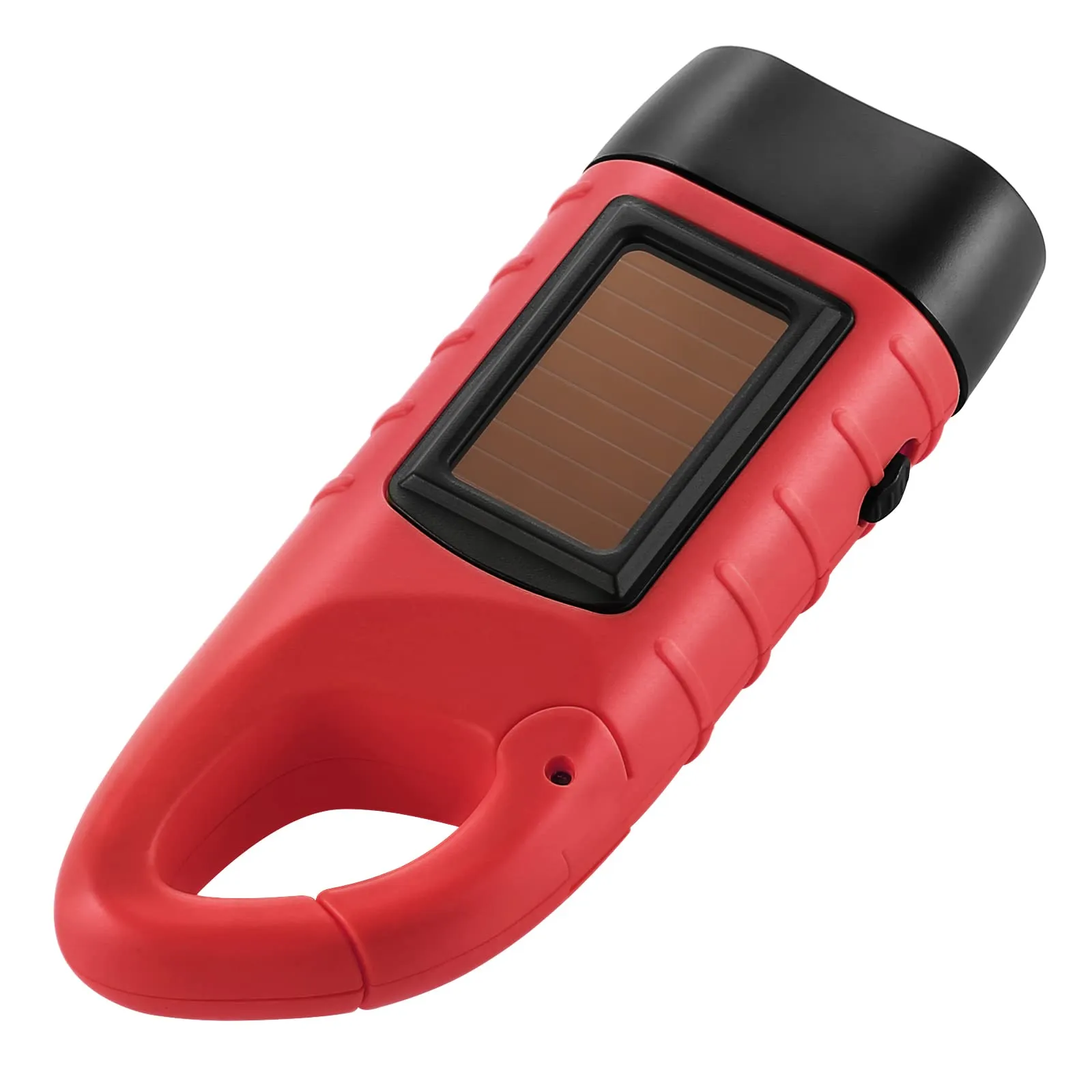 Simpeak 2-Pack Hand Crank Solar Powered Flashlight, Emergency Rechargeable LED Flashlight, Survival Flashlight, Quick Snap Carbiner Dynamo Flashlight Torch for Outdoor Sports, Red
