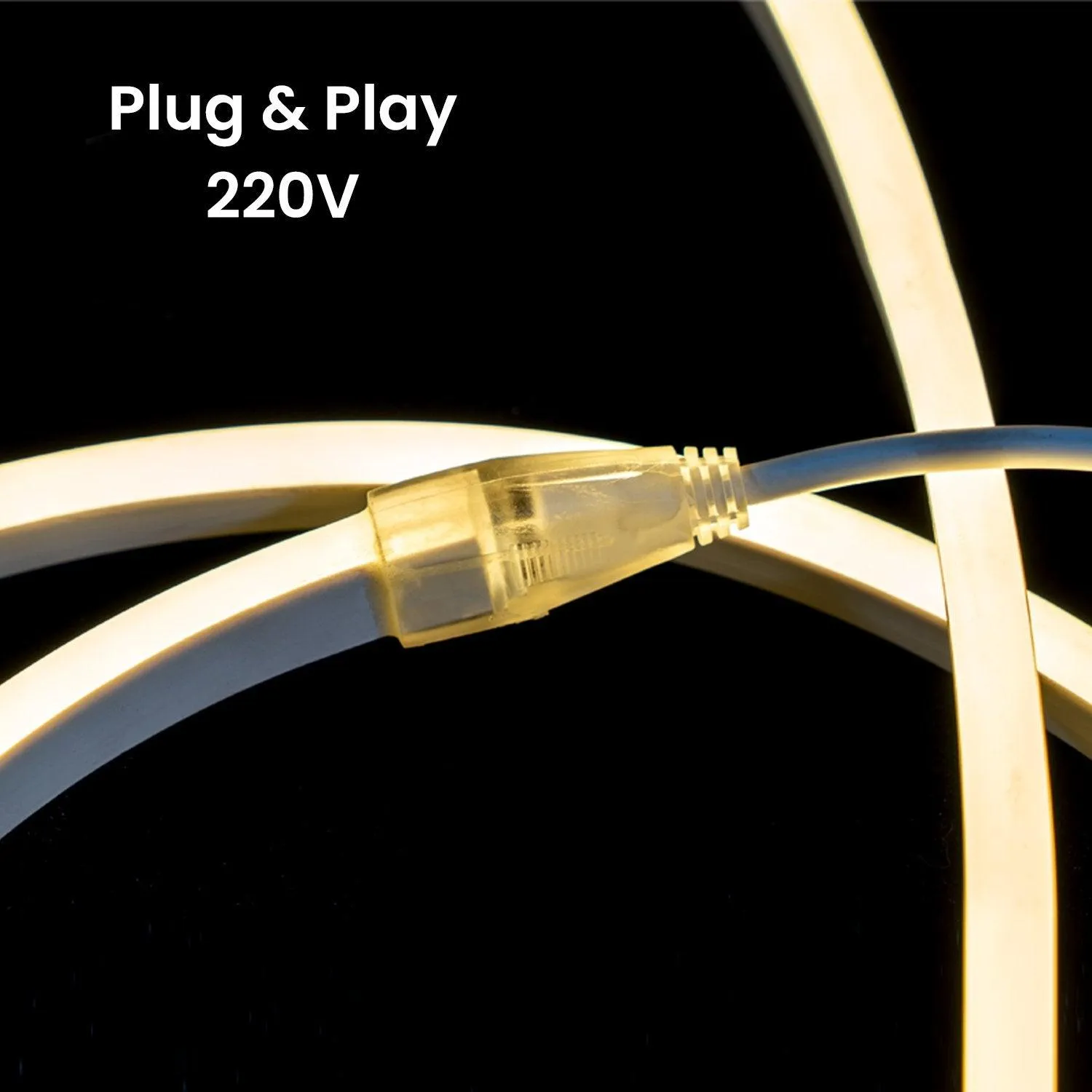 Warm White Neon Flex 220V 240V 8x16mm 120LEDs/m IP65 Waterproof with UK Plug