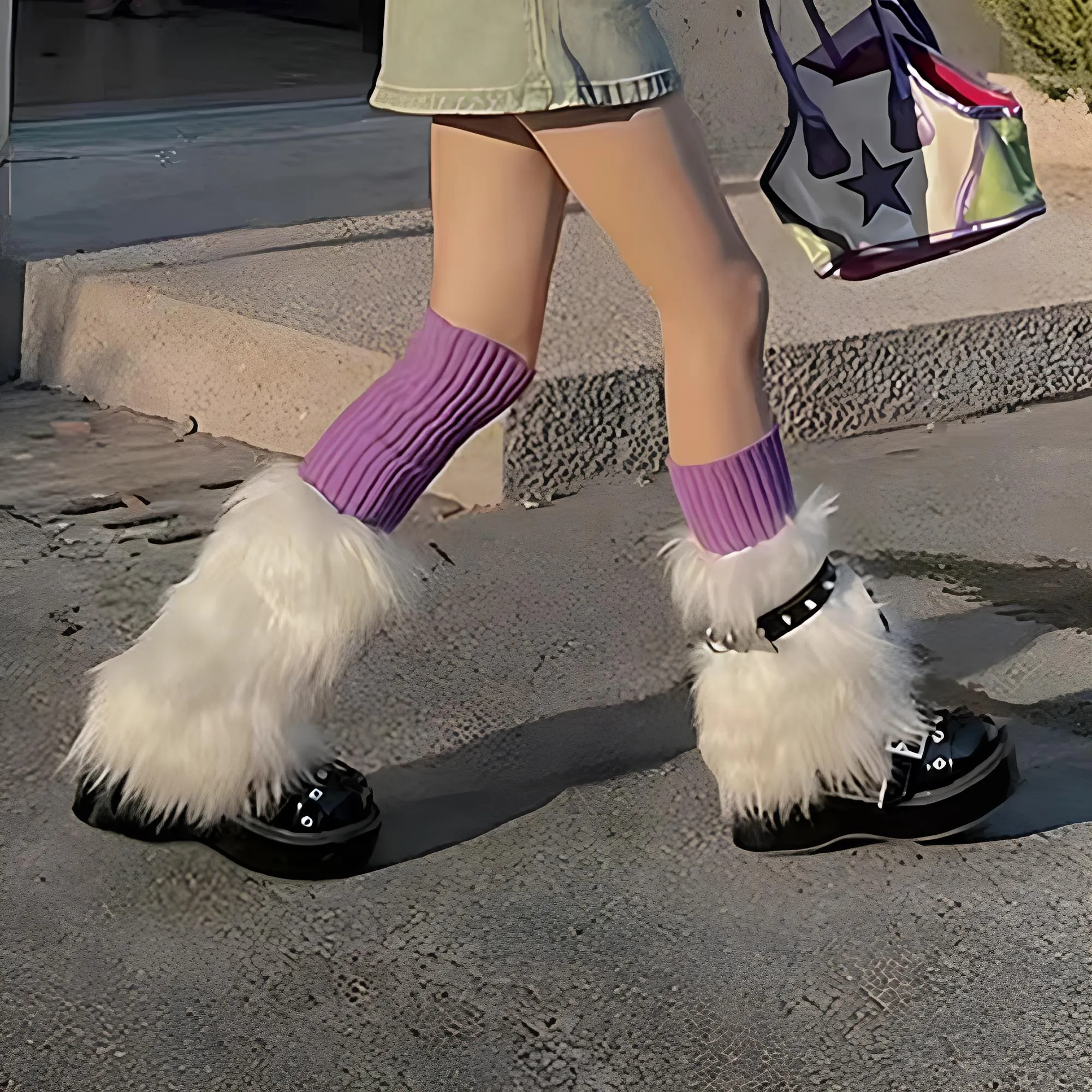 Y2K Faux Fur Leg Warmers  Cute & Cozy 2000s Goth Aesthetic