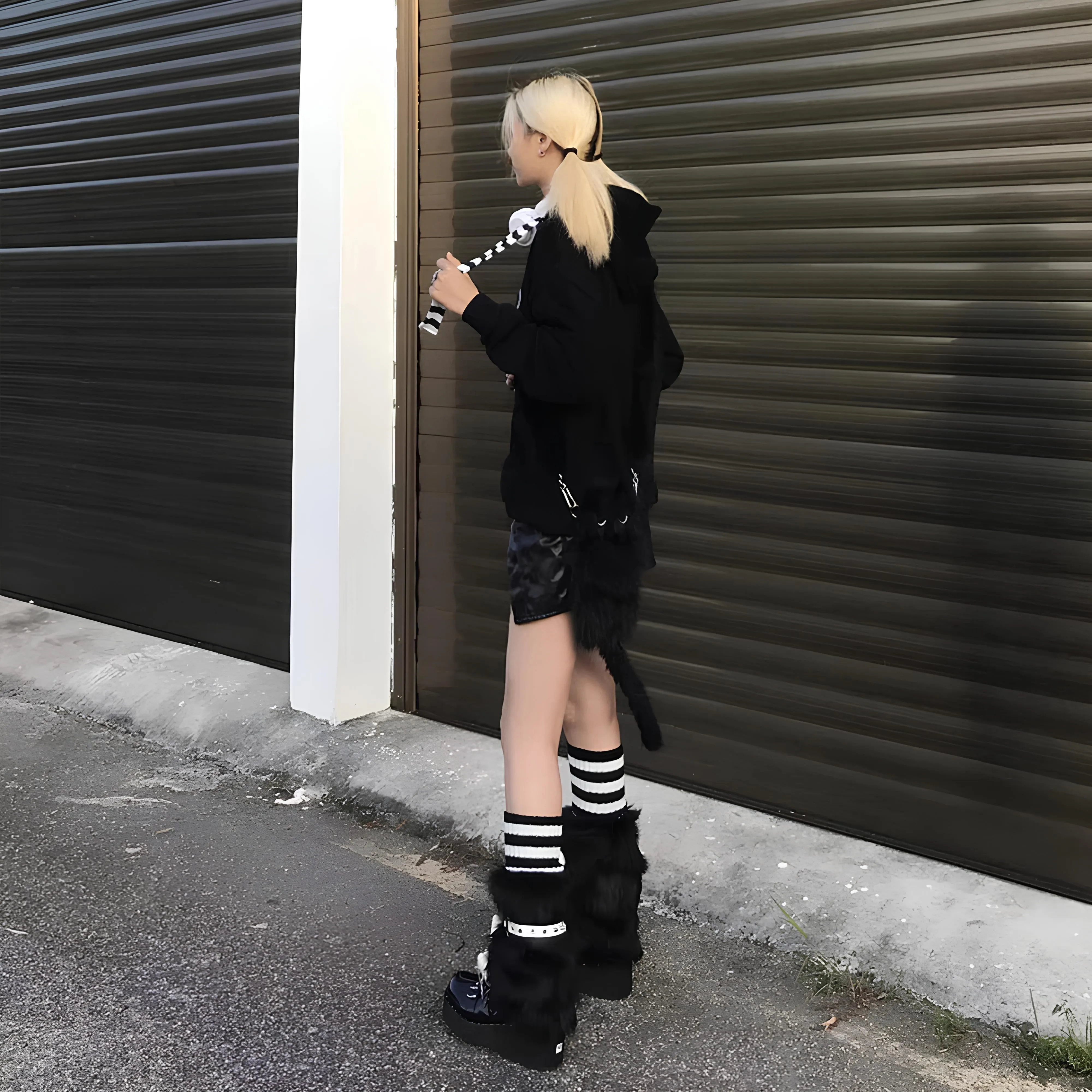 Y2K Faux Fur Leg Warmers  Cute & Cozy 2000s Goth Aesthetic