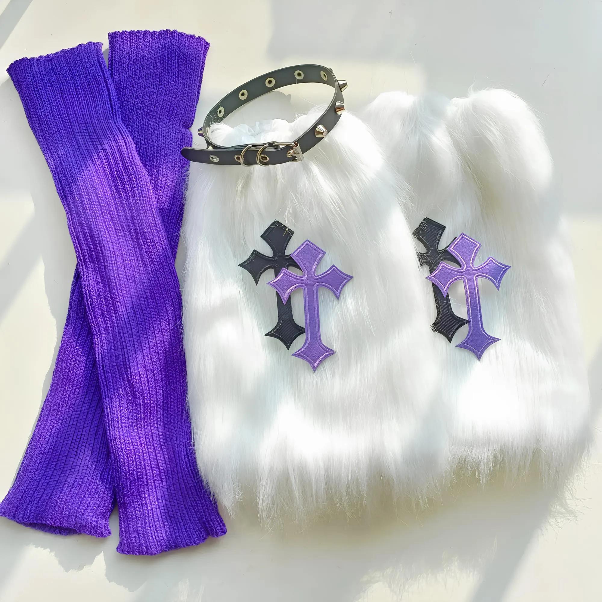 Y2K Faux Fur Leg Warmers  Cute & Cozy 2000s Goth Aesthetic